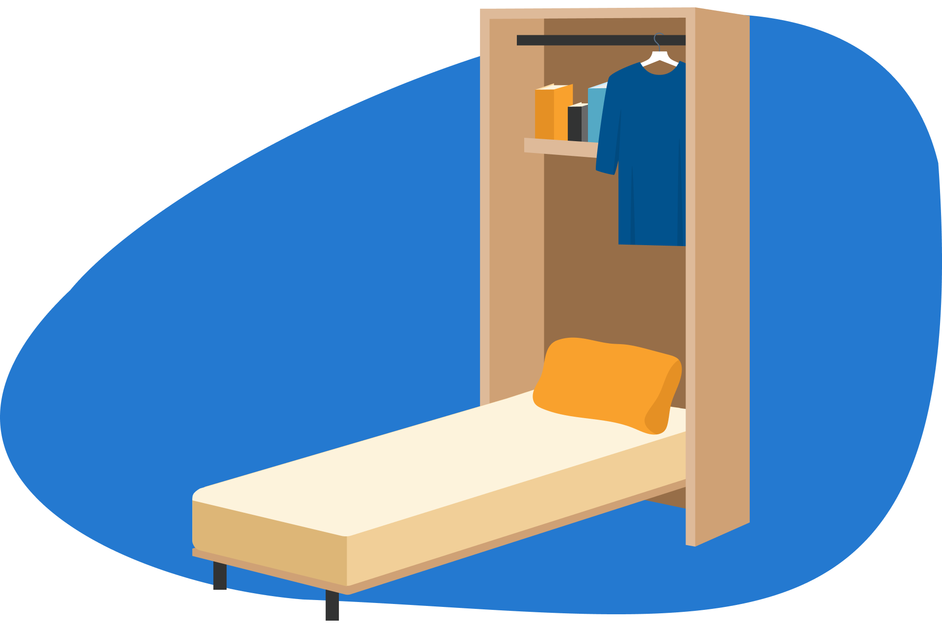 Cama embutida na parede na vertical